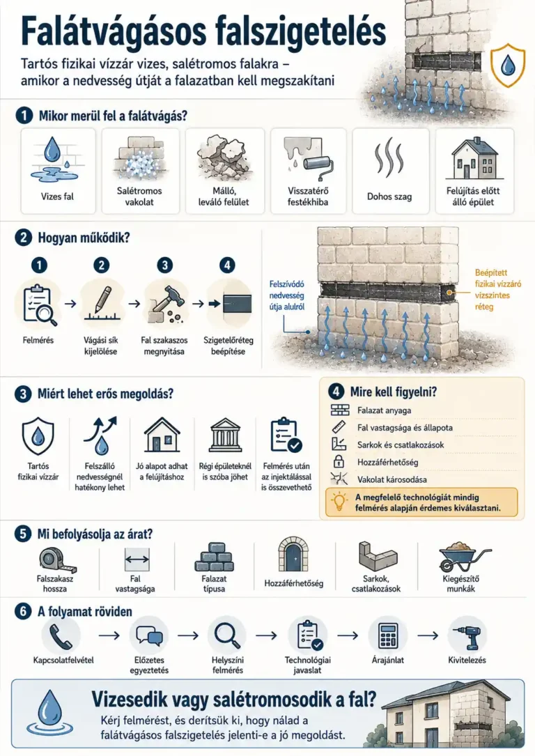 Falátvágásos falszigetelés - SZÁRAZFALAK - Infografika