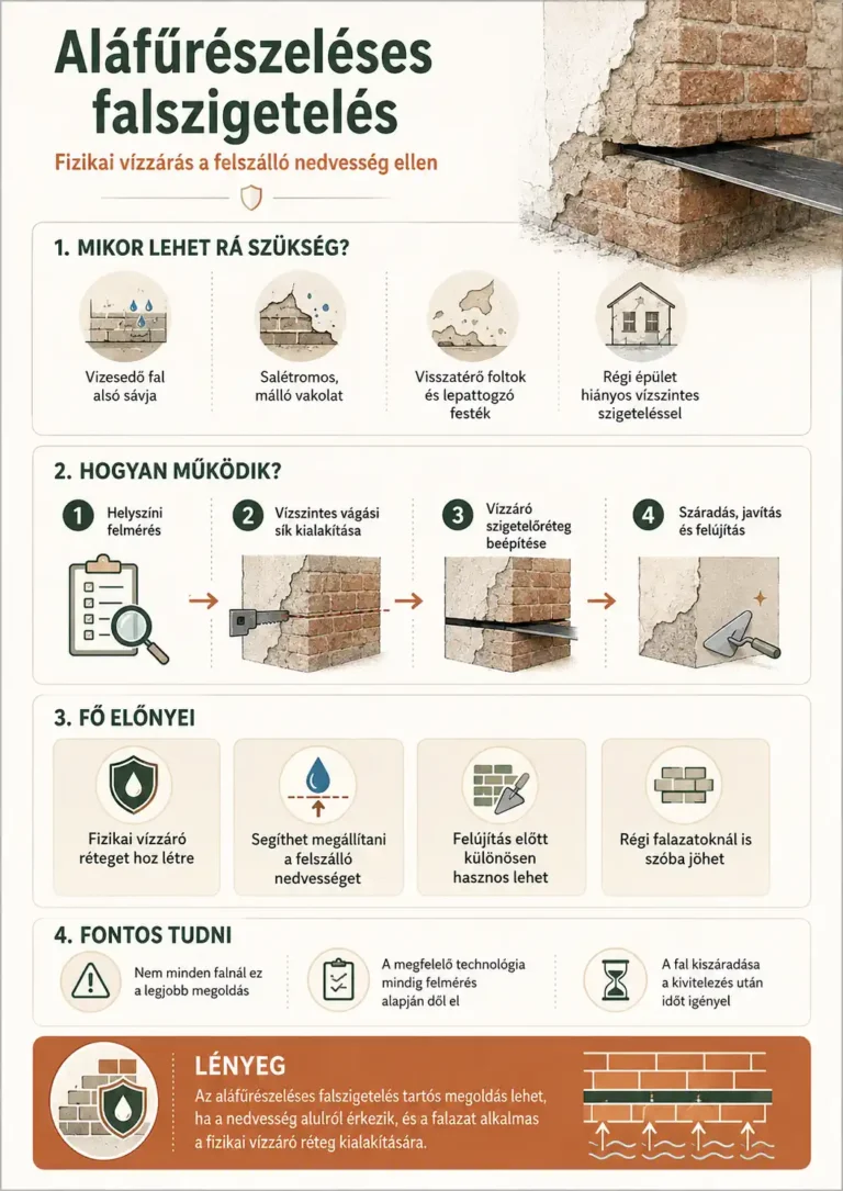 Aláfűrészeléses falszigetelés - Infografika - SZÁRAZFALAK
