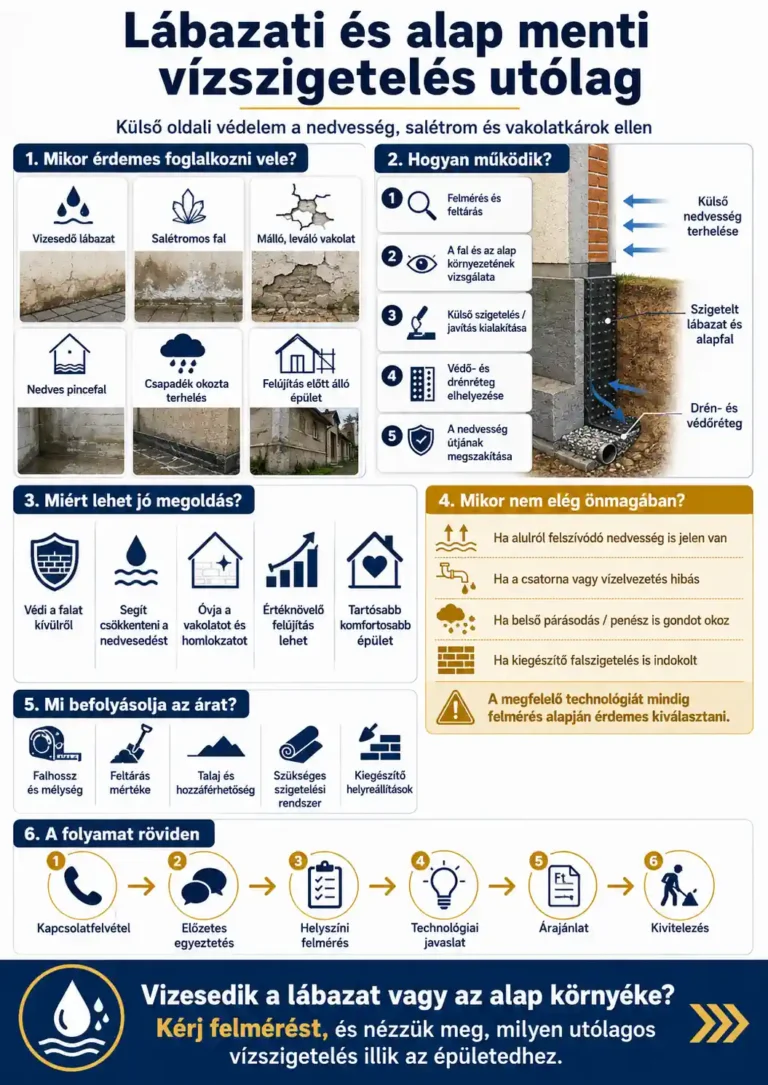 Lábazati vízszigetelés utólag - Infografika - SZÁRAZFALAK